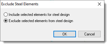 Exclude elements from steel design dialog