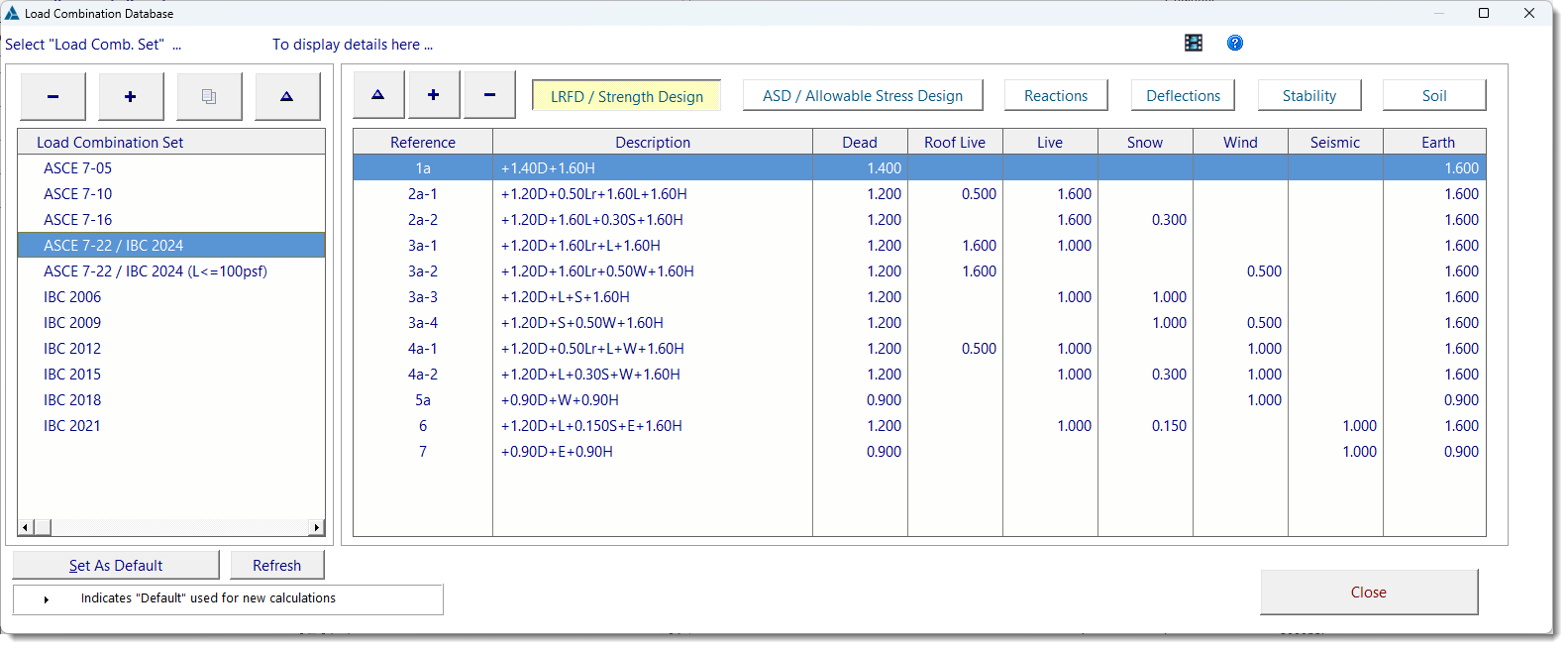 Load Combination Database ENERCALC block and geogrid database